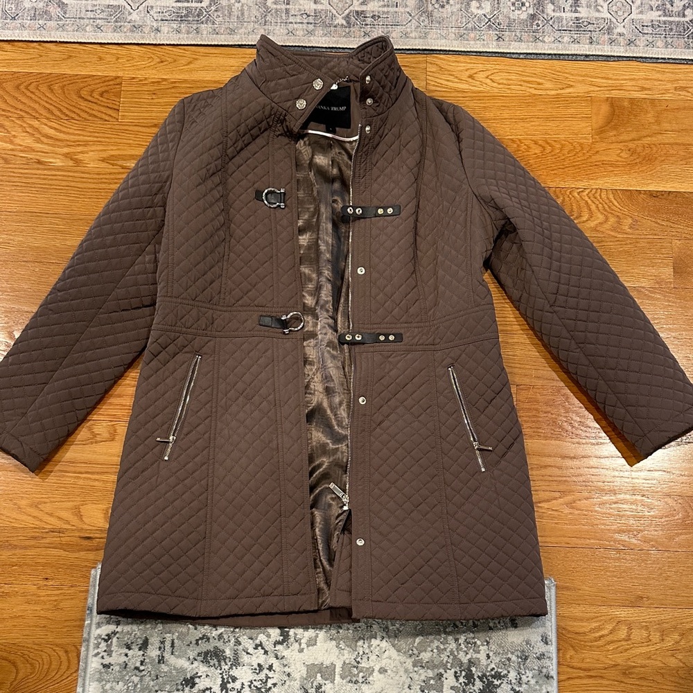 Ivanka Trump Quilted Brown Trench Coat brand new